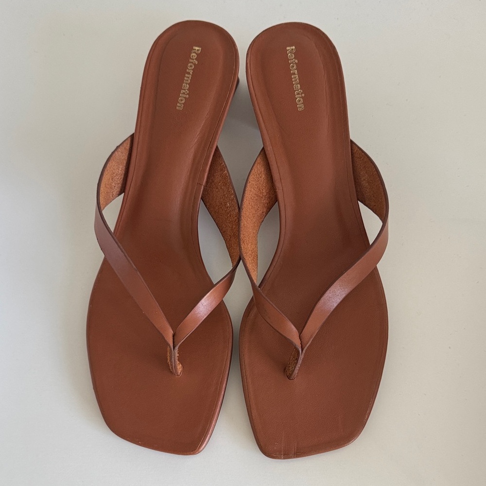 Reformation Dana Block Heel Leather Sandals